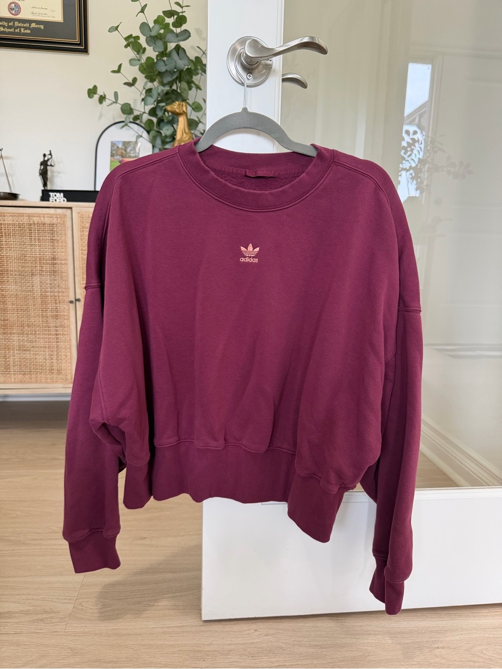 adidas Women’s Maroon Pullover Crewneck Sweatshirt